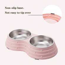 1 pièce Bol double en acier inoxydable Cadeau pour amateurs de chats/chiens et amoureux des chats/chiens. Bol d'eau et de nourriture pour animaux de compagnie antidérapant. Base antidérapante pour l'alimentation intérieure et extérieure. Bols intérieurs amovibles.