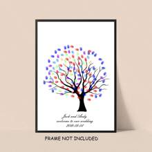 1pc Creative Fingerprint DIY Finger Painting Wedding Party Company Annual Meeting Personalized Fingerprint Sign-In Picture Sign-In Tree, Increase Fun, Decorative Painting, Living Room, Bedroom, Decorative Poster, Memorable, Canvas, No Frame - Multicolor - View 32