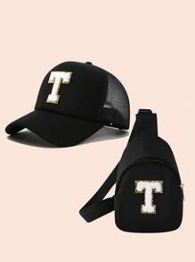 2pcs/Set Boys Letter Print Baseball Cap And Bag, Girls Breathable Bodycon Casual Everyday & Outdoor Wear - Multicolor - View 26