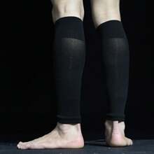1 Coppia di protezioni per gambe da calcio professionali ad alta elasticità, design a singolo strato con tasche e fori di aerazione in rete traspirante