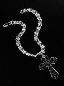 1 件时尚嘻哈透明亚克力刺链超大吊坠项链，适合男士日常佩戴和礼物 - 無色 - 查看 17