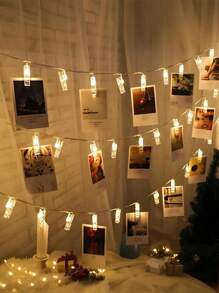 1pc Photo Clip Decorative Light, Holiday Decoration Light, Party Centerpiece Decor, Photo Frame Element For Bedroom, Party, Wedding, Valentine's Day, Christmas, Thanksgiving, Seasonal Decor, Home, Fireplace, Staircase, Handrail, Curtain, Photo Wall, No Battery Required