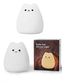 1 件可爱 LED 猫夜灯：7 种颜色、电池供电、暖白色、呼吸模式 - 生日和节日的完美礼物