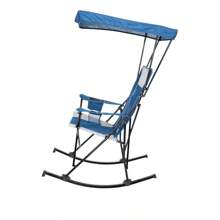 Mesh Tension Rocking Camp Chair With Canopy Blue And Grey Detachable Rockers Adult