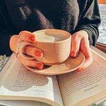 Mora Ceramics 8oz Cappuccino Mug Set Of 4 - Ceramic Coffee Cups With Saucers - Microwave And Dishwasher Safe, Tea, Espresso, Latte - Porcelain Mugs Kitchen Or Cafe - Assorted Neutrals