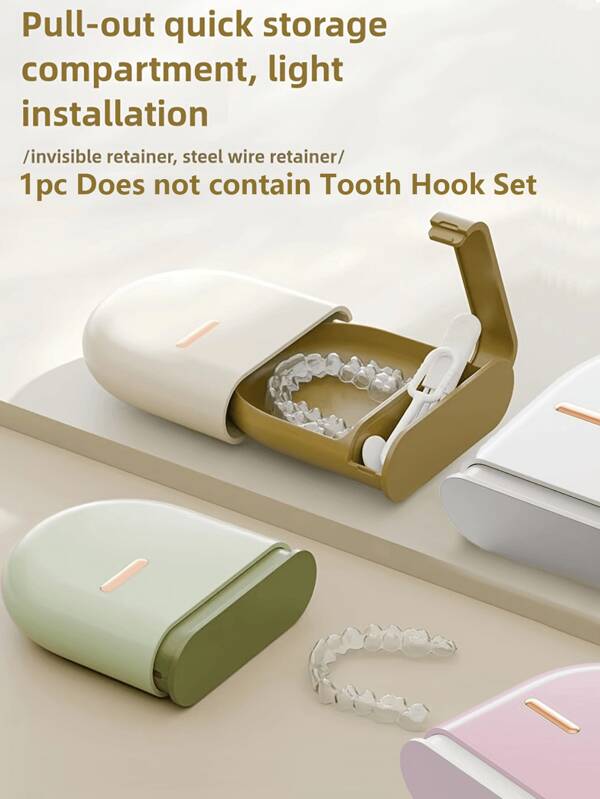 Portable Clear Retainer Case, ABS Sealed Orthodontic Appliance Box, Invisalign Travel Storage Container, Battery-Free Dental Retainer Carrying Case, Valentine's Day Special Edition Toiletry Bag, Travel Essential, Bathroom Accessories, Dorm Supplies