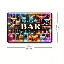 1 Peça Letreiro de Luz de Néon Vintage "Bar", Arte de Parede de Metal Esculpido em Folha de Ferro, 20 cm x 30 cm, Decoração Retrô de Bar para Casa, Adequado para Caverna Masculina, Garagem e Espaço Externo, Iluminação de Garagem | Letreiro de Luz de Néon Retrô | Obra de Arte em Folha de Ferro, Decoração de Parede com Luz de Néon, Perfeito para Decoração de Quarto