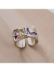 1 pieza Hebilla de cinturón de metal con letra de moda para hombres, anillos ajustables para parejas de mujeres - Multicolor - Ver 14