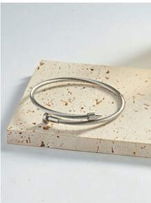 2 pièces/1 pièce Bracelet uniexe casual en acier inoxydable plaqué or 18K, design à vis, convient pour homme et femme, pour porter au quotidien en toute saison