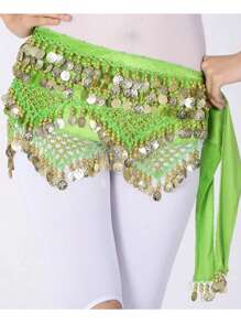 Female Belly Dance Waist Chain Shiny Coin Belly Dance Hip Scarf Velvet Dance Costume Oriental Hip Scarf Belt Jewelry - Multicolor - View 25