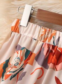 EARO Falda elegante de cintura alta, estampado floral, estilo minimalista y versátil para uso diario, con cintura elástica y corte evasé hasta la rodilla, de alta calidad, para otoño/invierno