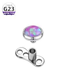 1pc Titanium Alloy 14g Opal Genuine Leather Subdermal Piercing Jewelry Titanium Exquisite Crystal Microcrystal Fashion Cute Versatile Flash Diamondcing Stud Punk Personalized Jewelry - Multicolor - View 15