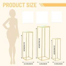 3 szt. Cylindryczny stojak na cokole, kwadratowy złoty metalowy uchwyt na rośliny w kształcie cylindra na kwiaty na imprezę, gabloty, stoły w kształcie cylindra, wazony, dekoracje na przyjęcie urodzinowe