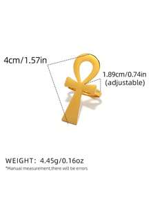 1pc Vintage Jesus Christ Cross Retro Elegant 18k Gold Plated Stainless Steel Ring, Ascension Day, Suitable For Women's Daily Wear, Holiday/Party Jewelry Gift