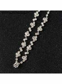 Women Alloy Pendant Necklace And Earrings Set For Wedding And Bridal, 2 In 1 Vintage Jewelry Set - 銀色 - 查看 5