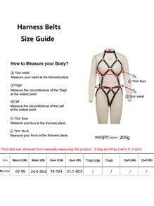1 Pc - Women Sexy Lingerie Accessories - Full Body Bondage Harness - Solid Color PU Leather Erotic Bondage Corset - O-Ring Trim And Adjustable Harness - Ideal For Couples' Date, Special Occasions, Party, Club Performance - Black - View 4