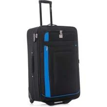 Luggage Medium Suitcase Expandable Soft Shell Durable Lightweight Hold Check In Trolley Case With 2 Wheels Built-In 3 Digit Combination Lock (Black/Blue, 79 Liter) - Black/blue - View 9
