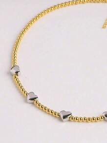 2er-Set, übertriebenes Kugeldesign Halskette, Edelstahl Herz Anhänger Halskette für Frauen, Valentinstag, Mama, Mutter, Muttertag, Geschenk