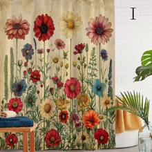 1pc Printed Waterproof Shower Curtain With 12 Plastic Hooks, Machine Washable, Bathroom Divider, Tub Curtain, Bathroom Decorative Window Curtain Back To School
