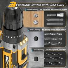 [Cordless Drill Set] 20V 2-Variable Speed Cordless Drill Set, Impact Power Drill With 3/8 Inch Keyless Chuck, 18+3 Clutch Electric Drill, Max Torque 45Nm, Work Light, 2.0AH Batteries And Fast Charger - 2X20V 2.0Ah Drill Set - View 8