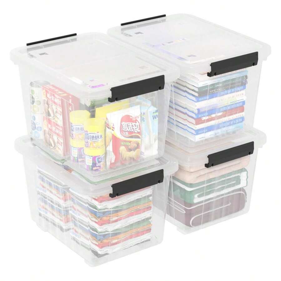 30 QuartStorage Bins, Large Plastic Storage Box With Wheels, 4 Packs 30 Qt - 4 Pack - Multicolor - View 1
