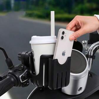 1 个 360° 可旋转二合一杯架和手机架 - 可调节，适用于轮椅、自行车 | 大直径设计