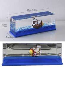 Black Faux Pearl Pirate Ship Fluid Desk Decor - 1pc, No-Sink Nautical Craft For Home & Office, Perfect Gift For Cruise Lovers Gifts Birthday Graduation
