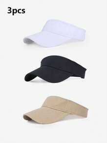 Set de 3 gorras de béisbol para mujer de estilo liso para deportes al aire libre, gorra de golf transpirable, gorra visera con protección solar, ajustable para playa, viajes, parejas, estudiantes