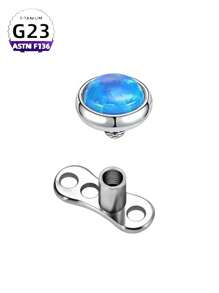 1pc Titanium Alloy 14g Opal Genuine Leather Subdermal Piercing Jewelry Titanium Exquisite Crystal Microcrystal Fashion Cute Versatile Flash Diamondcing Stud Punk Personalized Jewelry - Multicolor - View 16