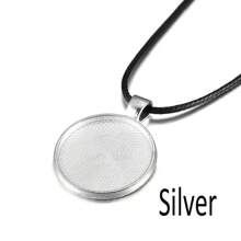 5 pièces/paquet Cadre de pendentif de 25 mm avec cordon de cire, base de cabochon rond vide pour DIY, accessoires de bijoux de collier