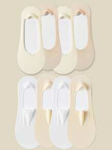 4pairs/Set Ultra-Thin Transparent Flesh Color Ice Silk Non-Slip Invisible Socks With Silicone Pad For Spring And Summer, Perfect For Flat Shoes, High Heels