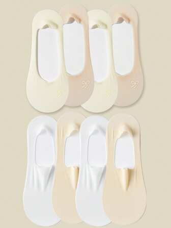 4 Pares/conjunto Calcetines Invisibles Ultrafinos De Color Piel Transparente Antideslizantes De Seda De Hielo Con Almohadilla De Silicona Para Primavera Y Verano, Perfectos Para Zapatos Planos Y Tacones Altos