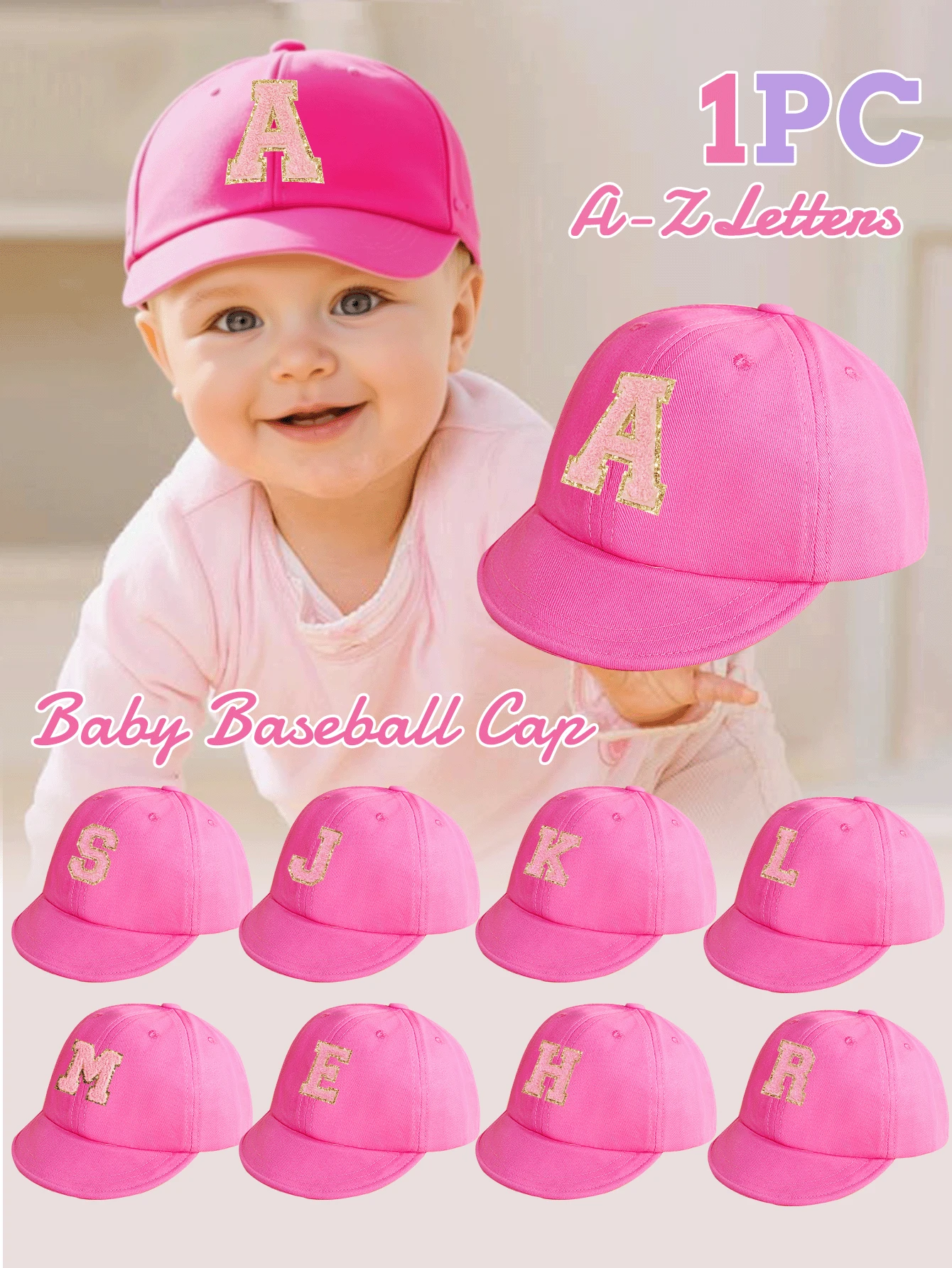 1pc Simple Letter Baby Short Brim Baseball Cap, Stylish And Versatile, Suitable For Girls Aged 1 To 2 For Daily Use In Spring And Summer - Multicolor - View 1