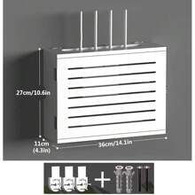 New MNBVH Holz Router Regal, WiFi Router Storage Box, Router Box Wandhalterung, WLAN Box, Wandbehang Router Dekorative Box, Kabel Management Box Wand Regal Weiß - Weiß - Übersicht 7