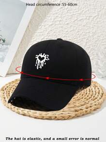 1pc Unisex Heart Splatter Flowing Pattern Adjustable Casual Streetwear Baseball Cap, Polyester Material, No UV Protection, Suitable For Outdoor Sports, Spring/Summer/Autumn/Winter
