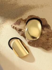 2 件优雅不对称几何发绳发饰，高弹力优质发带，女士时尚通勤发饰