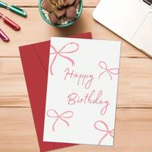 1 张精致光滑的正面，精美的蝴蝶结生日贺卡，背面书写流畅，品质卓越，“生日快乐！”精美的设计，适合送给朋友、家人和同学的生日礼物 - 彩色 - 查看 9
