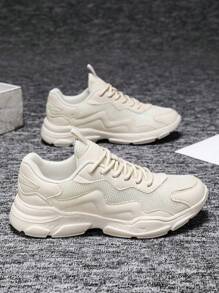 Women's Casual Sneakers, Slip-Resistant Thick-Soled Women's Chunky Sneakers, Fashionable Versatile Soft-Soled Non-Slip Odor-Resistant Women's Casual Shoes, Knit Mesh Breathable Women's Mesh Shoes For Outdoor Gatherings Comfortable Lightweight Hiking Shoes Fashionable Thick-Soled Casual Sports Shoes For Teenagers And Students - Beige - View 4