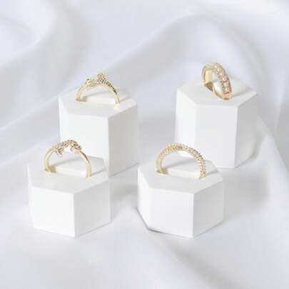 Minimalist Geometric Ring Display Stands - Elegant Jewelry Display Holders For Living Room, Bedroom, Wedding, And Party Decor - Creative White Photo Props For Christmas, Thanksgiving, Easter, Halloween, And New Year Celebrations - Ideal Birthday And Housewarming Gifts With Stylish Design
