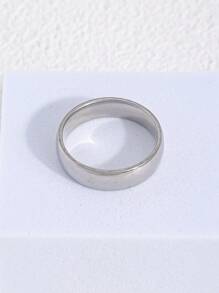 1pc Minimalist Stainless Steel Ring For Men - Silver - View 5