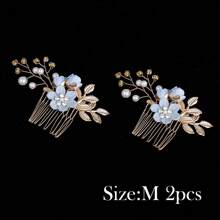 2/3/4 piezas Pasador de pelo con flores y perlas de imitación para mujer, y 1 peineta para bodas, fiestas, tocados estilo bohemio