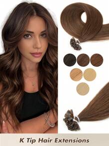 50pcs K-Type & V-Type Keratin Hair Extensions, Real Human Hair Extensions, 14-22 Inches Straight Hair, K-Type Keratin Hair Wefts, Invisible V-Type Hair Extensions - Multicolor - View 39