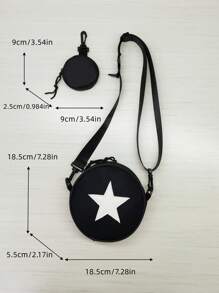 Black Letter Graphic Casual Shoulder Bag For Men, Suitable For Travel, Walking, And Shopping - Black - View 3
