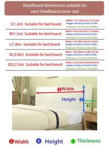 1pc Plaid Pattern Jacquard Bed Head Cover, High Elasticity Dustproof Protective Bed Headboard Slipcover, Skin-friendly & Soft, For Bedroom