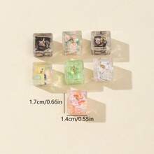 5pcs Assorted Transparent Cube Hanging Decor, DIY Bag Pendant & Keychain Creative Fashion Accessories, Random Mix
