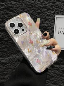 Funda de teléfono con textura de papel de seda de estilo coreano elegante con patrón de tulipanes coloridos, que ofrece cobertura total, compatible con iPhone 11/12/13/14/15/16/16Pro/16ProMax, ideal para uso personal o como regalo