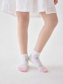 10 pares/5 pares Calcetines cortos para niñas y niños con diseños de dibujos animados, letras, rayas y moños en contraste con malla, transpirables y de secado rápido para el verano, la primavera, el otoño y actividades deportivas, regalos para niñas, niños, mamá y papá