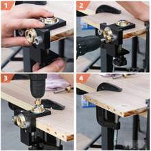 [Esenciales para trabajar la madera en 3 en 1] Kit de guía de espigas de 3 en 1: Punzón localizador ajustable de espigas de aluminio, guía de agujeros de bolsillo y herramienta de guía de taladrado de gabinetes