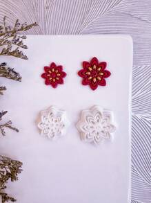 2pcs Minimalism Clay Cutters | Boho Clay Cutters | Halloween Clay Cutters | Embossing Detailed Clay Cutters | Clay Earring Cutters | Clay Cutter Set | Jewelry Making Kit - White - View 3