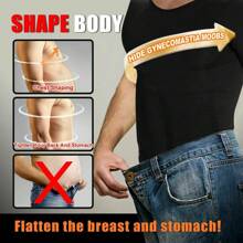 Men Slimming Body Shaper Vest Slim Chest Tummy Belly Waist Gynecomastia Compression Shirt Shapewear Round Collar Tank Top - Black - View 4